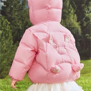 Balabala Jacket Pink Baby Suze 90 52 Hooded Puffer With Cute Bear Back Soft
